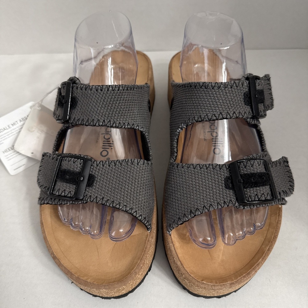 New Birkenstock Gabriela Papillio Platform Sandal Sz 41 Gray Anthracite Canvas - Picture 2 of 14